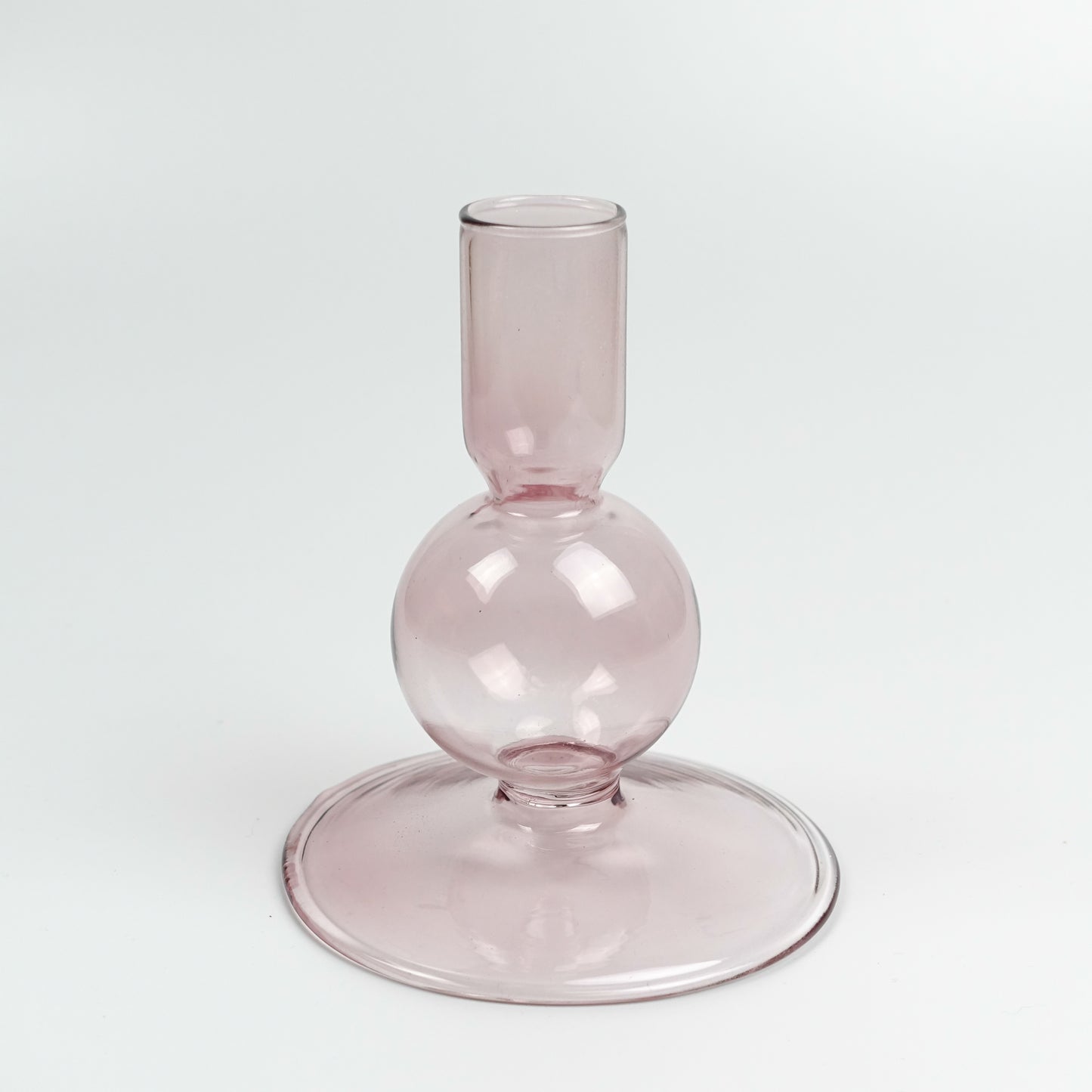Glazen kandelaar Roze