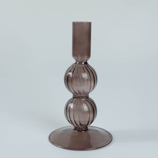 Glazen kandelaar Swirl Bubbles Brown