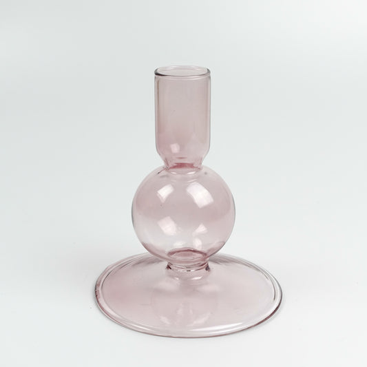 Glazen kandelaar Roze
